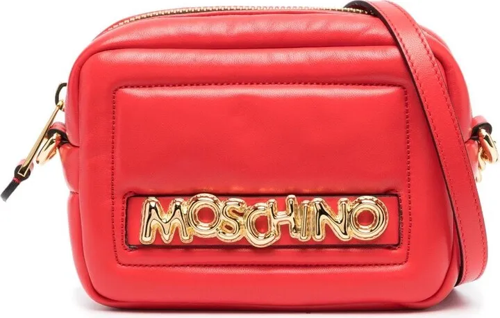 Logo-Lettering Leather Shoulder Bag