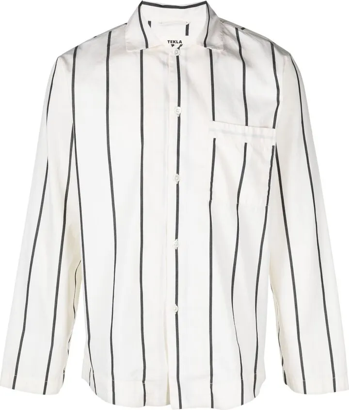 White Striped Organic Cotton Pyjama Shirt