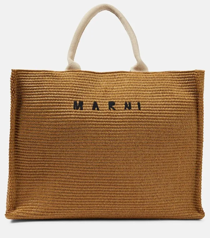 Logo Large raffia tote