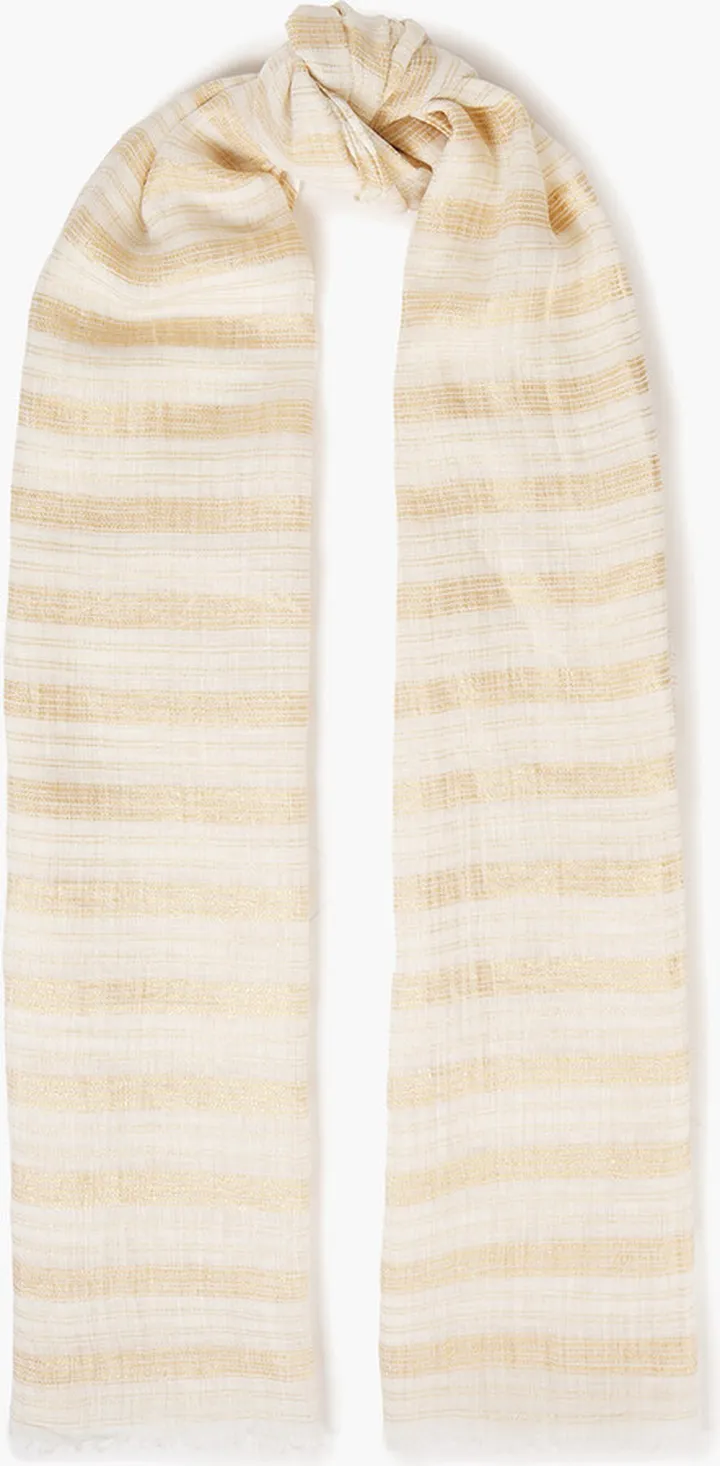 Metallic striped linen-blend gauze scarf