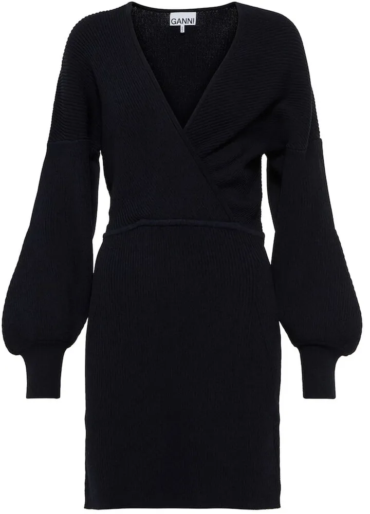 V-neck knit minidress