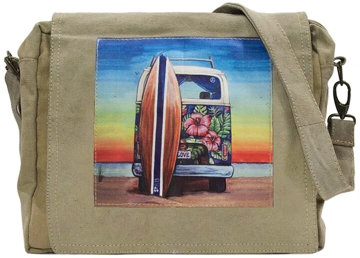 Beach Bus Recycled Military Tent Crossbody Bag