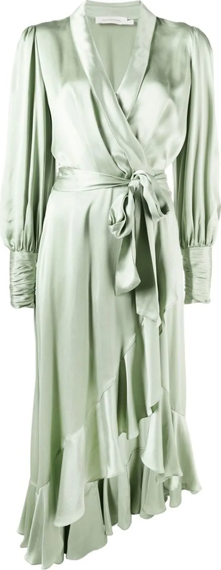 Silk Wrap Long-Sleeve Dress