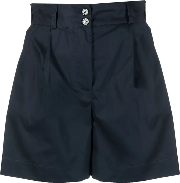 Pleat-Detail High-Waisted Shorts