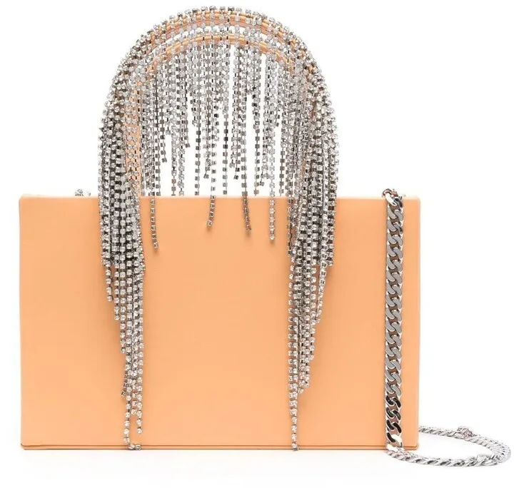 Bean crystal-embellished fringe shoulder bag