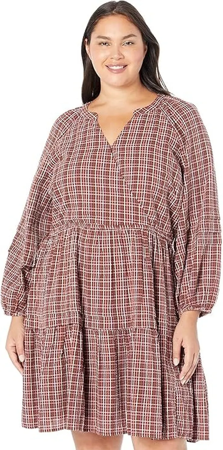Madewell Plus Seersucker Wrap Mini Dress (Dark Merlot) Women's Dress