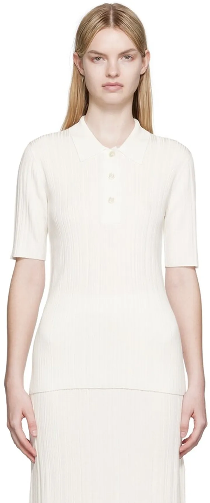 Joseph Off-White Satiny Polo