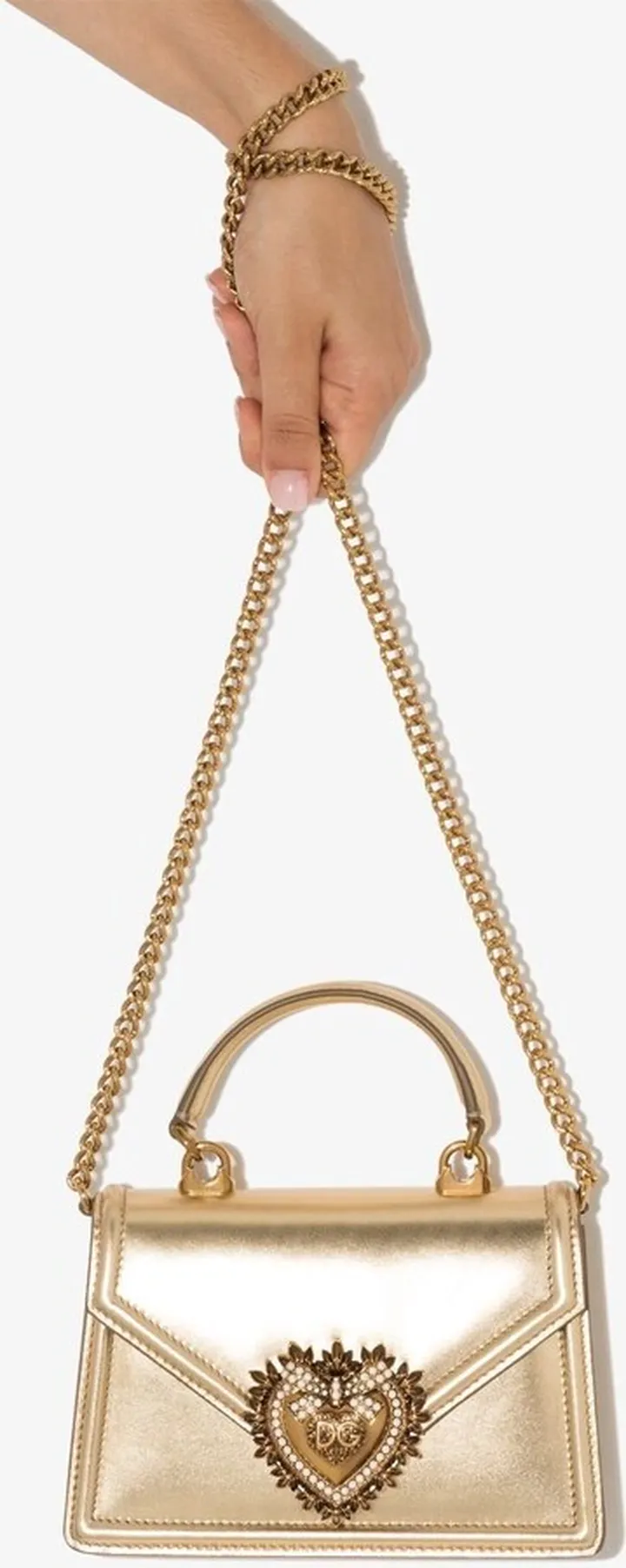 Gold Small Devotion Leather Shoulder Bag