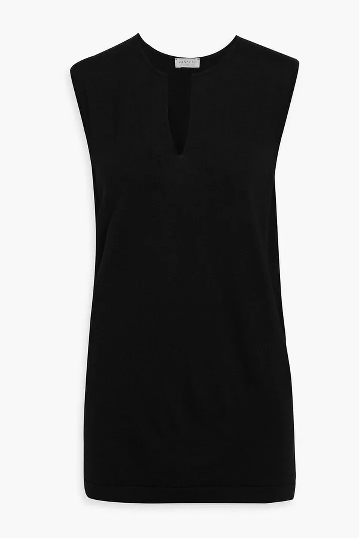 Merino wool and silk-blend tank