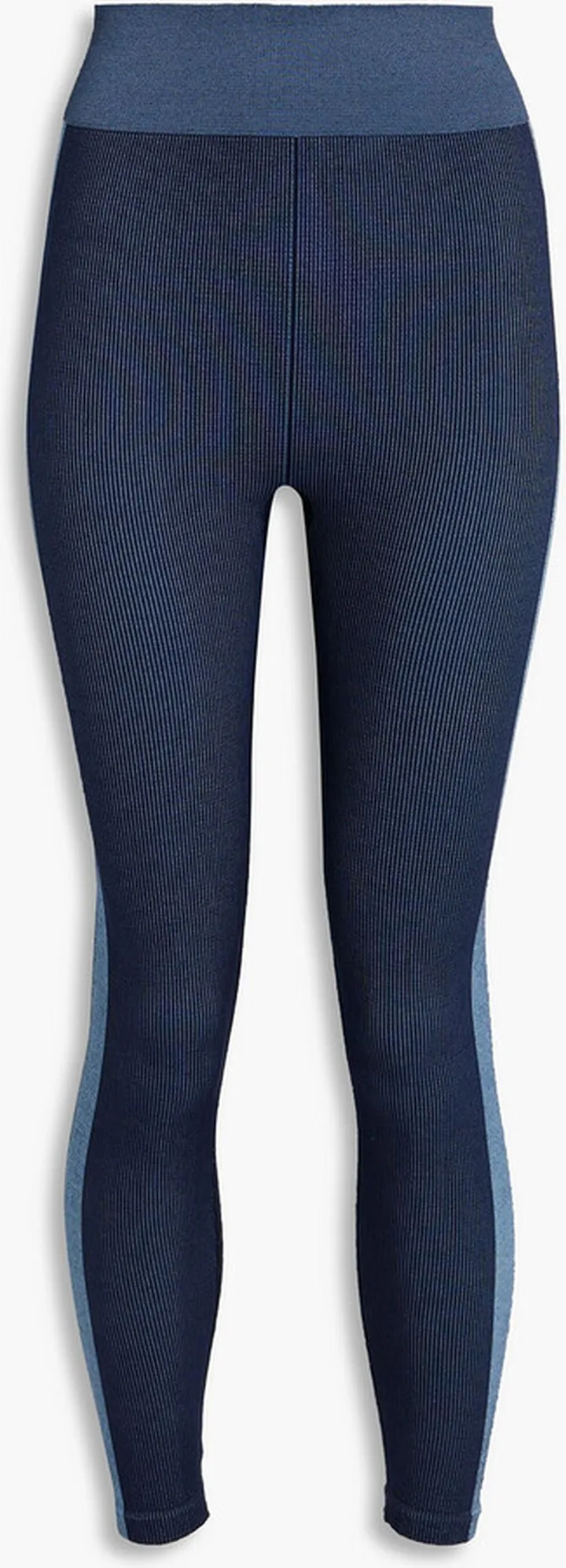 Cropped color-block ribbed-knit leggings