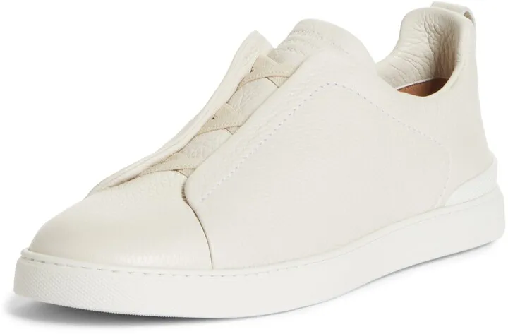 Triple Stitch Deerskin Leather Slip-On Sneaker