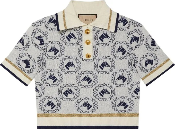Equestrian jacquard polo top