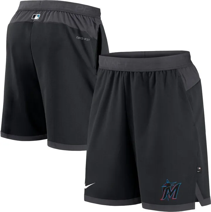 Men's Nike Black Miami Marlins Authentic Collection Flex Vent Performance Shorts