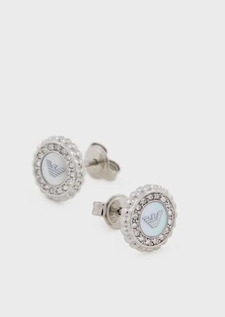 Stainless Steel Mother Of Pearl Stud Earrings