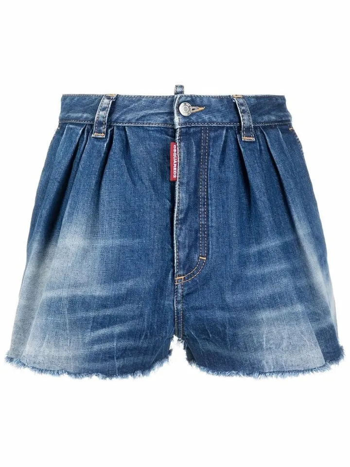 Raw-Cut Denim Shorts