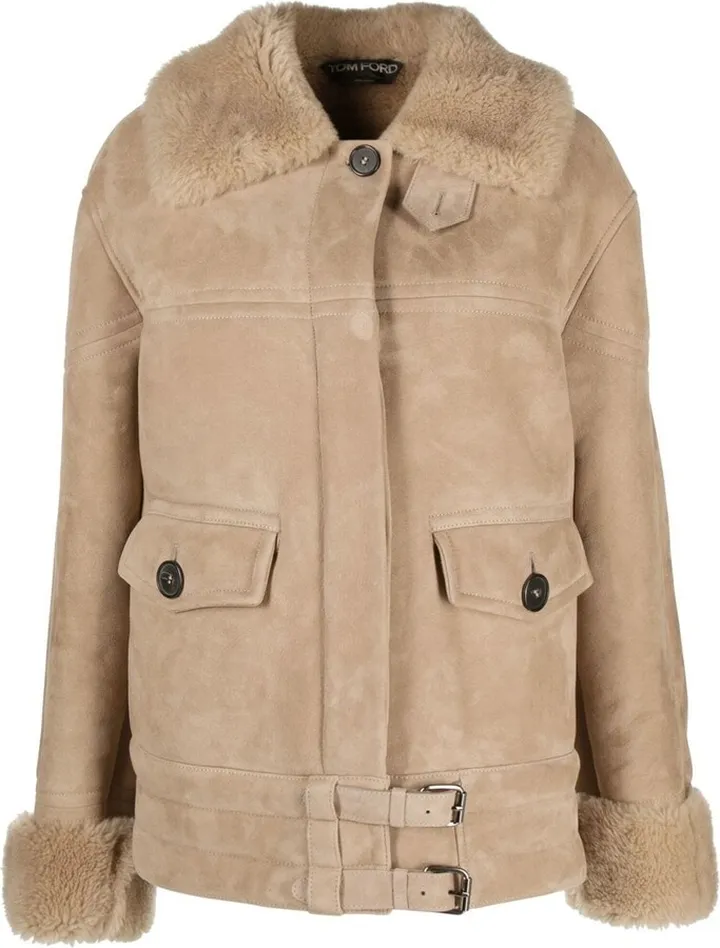 Single-Breasted Shearling-Trim Jacket