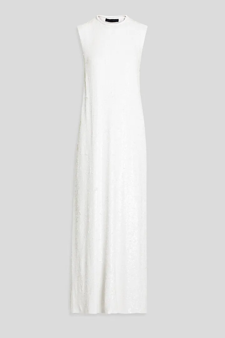 Twisted sequined tulle maxi dress