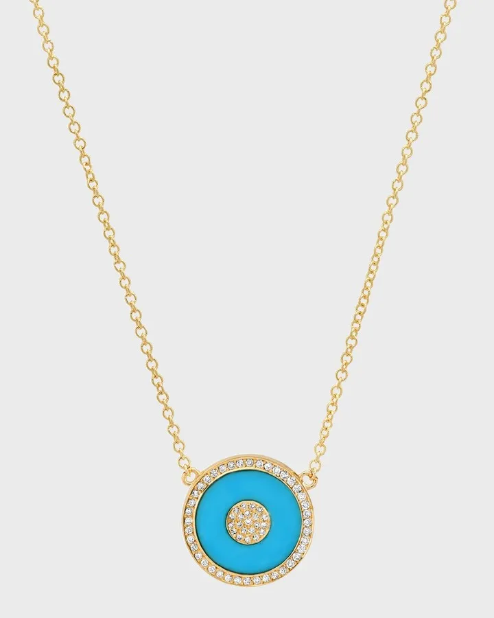 18k Gold Inlay Diamond Evil Eye Pendant Necklace