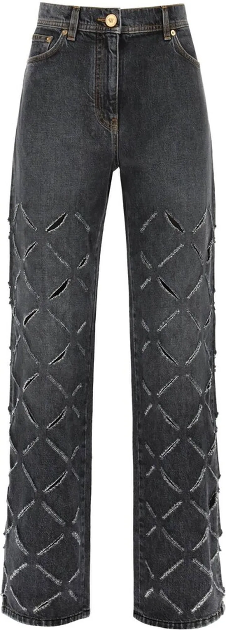Versace Slashed Wide Leg Jeans