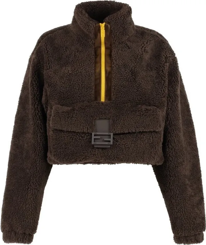 Fendi High-Neck Teddy-Effect Jacket