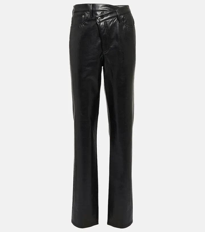 Criss-Cross high-rise faux leather pants