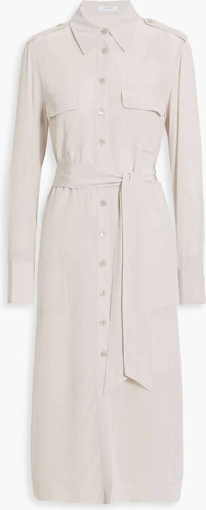 Zelie belted washed-silk midi shirt dress