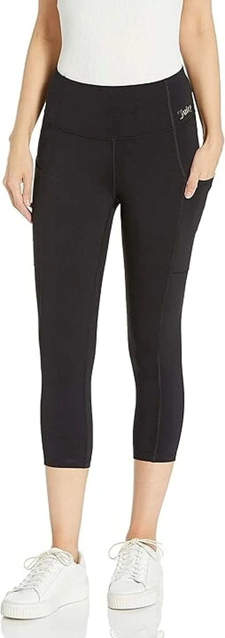 Juicy Couture Women's Matte Performance Crop Legging (Deep Black) Women's Clothing
