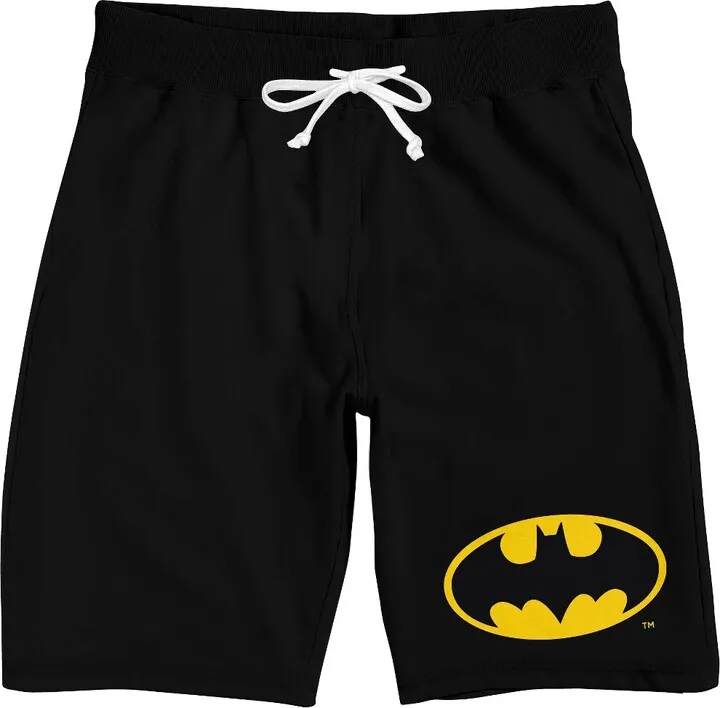 Batman Classic Bat Logo Men’s Black Drawstring Sleep Pajama Shorts-XXL