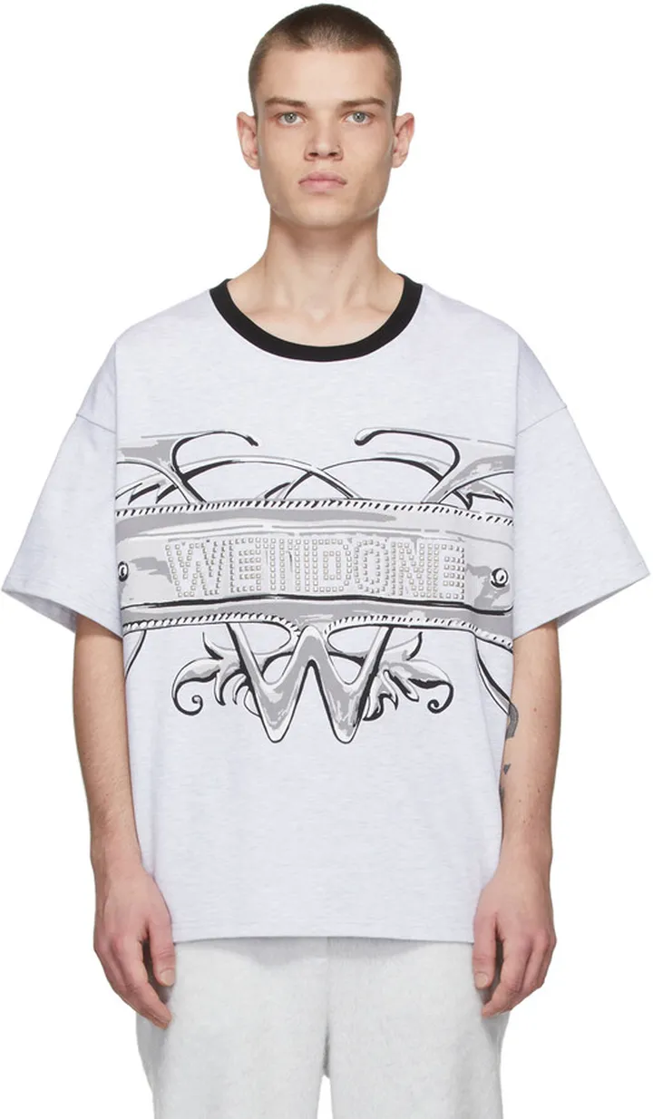 We11done Grey 'W' Graphic T-Shirt