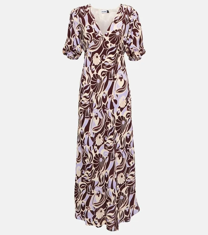 Poppy shell-print maxi dress