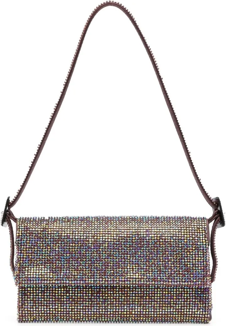 Crystal-Embellished Iridescent Shoulder Bag