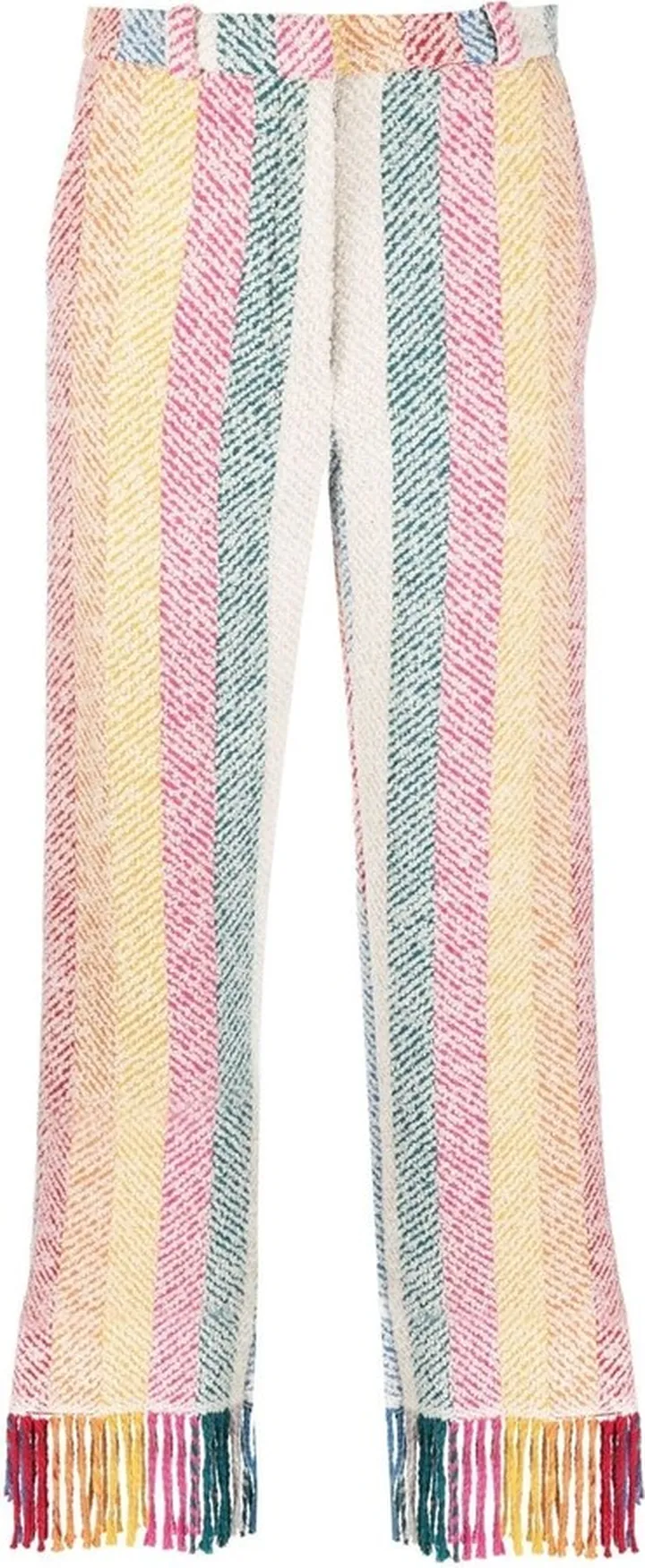 Fringe-Hem Cropped Trousers