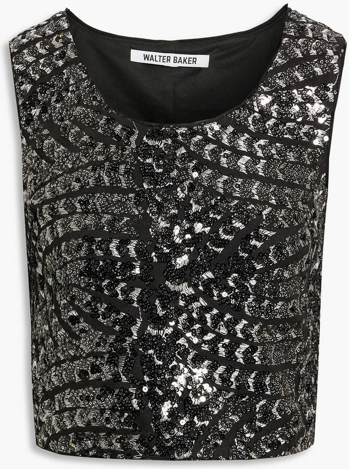 Jaylene cropped embellished mesh top