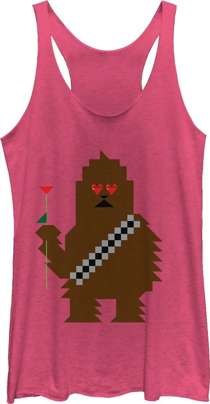 Women's Star Wars Valentine's Day Chewbacca Racerback Tank Top - Pink Heather - Medium