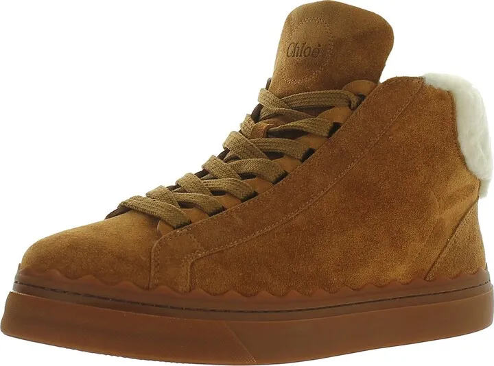 Lauren Womens Suede Shearling Slip-On Sneakers