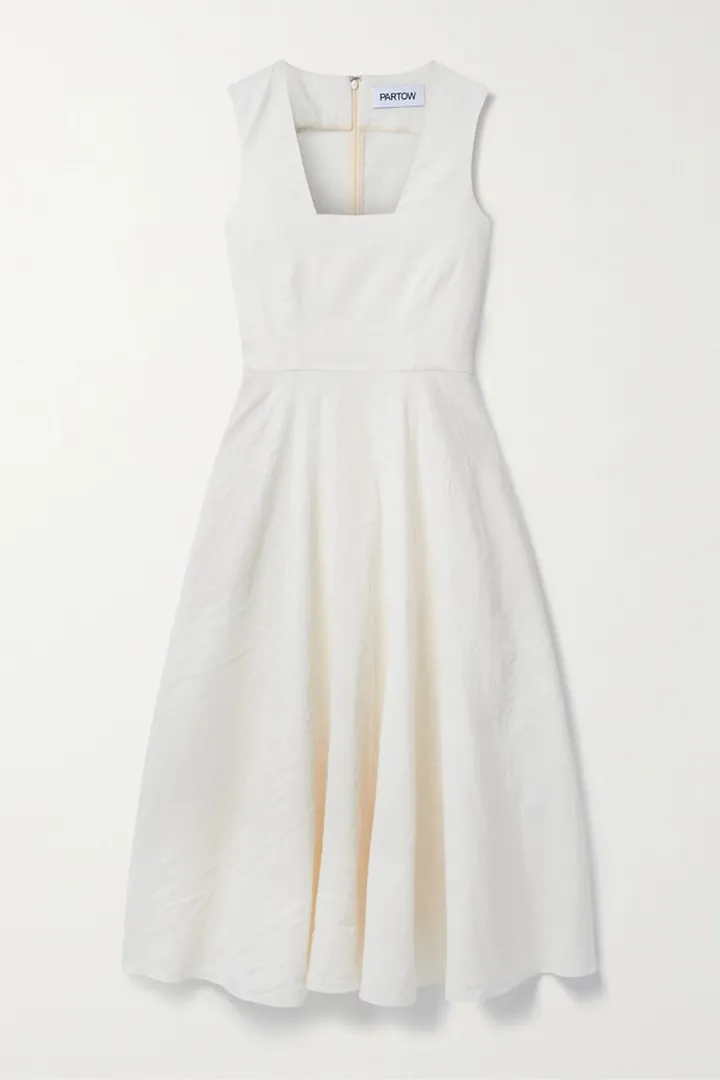 PARTOW - Carina Belted Crinkled-crepe Midi Dress - Ivory