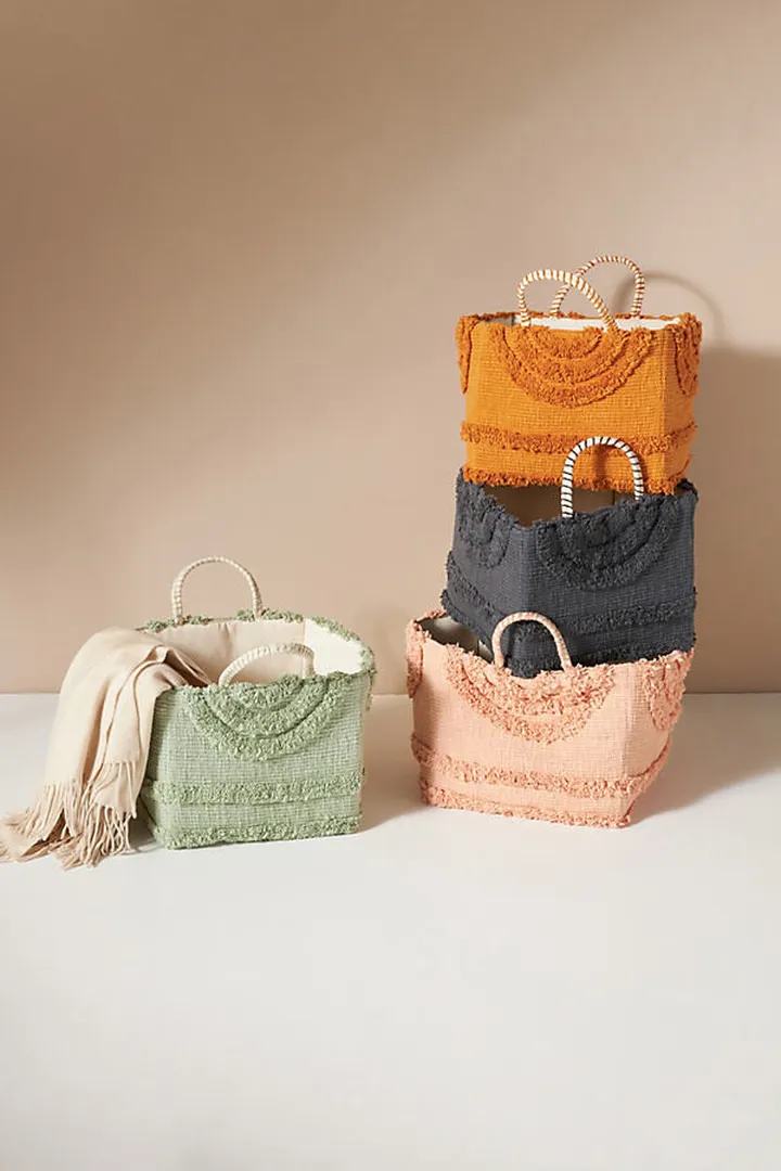Peach Tufted Basket Orange