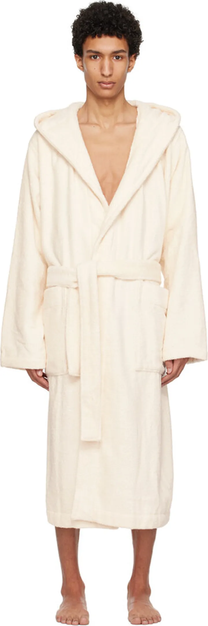 Tekla Off-White Hooded Bathrobe
