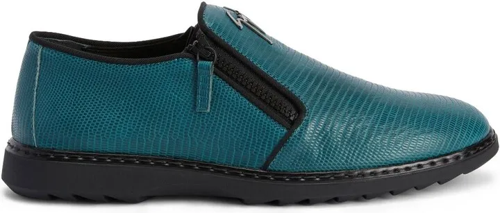Snake-Skin Effect Leather Loafers