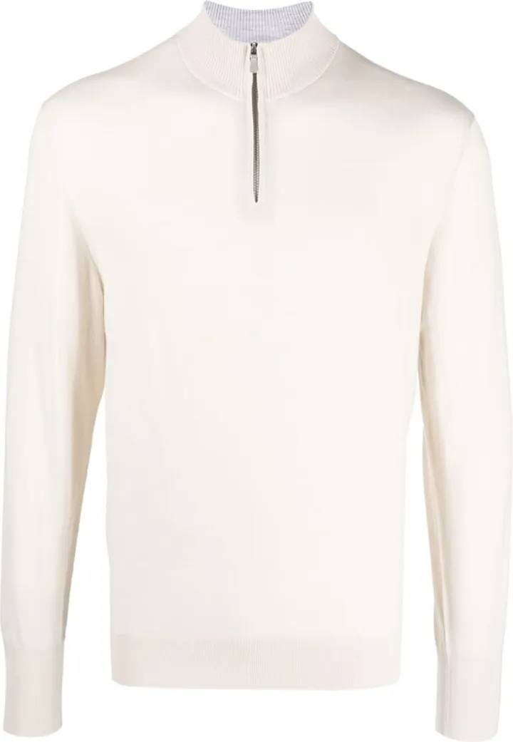 Half Zip-Fastening Wool Jumper