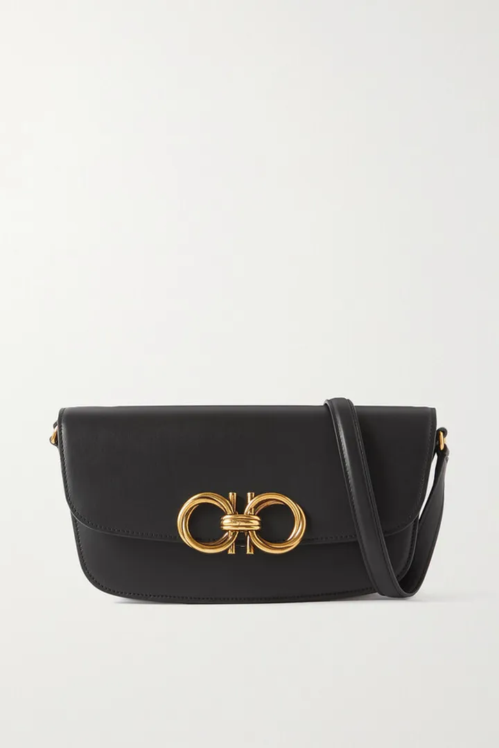 Ferragamo - Trapezio Leather Shoulder Bag - Black