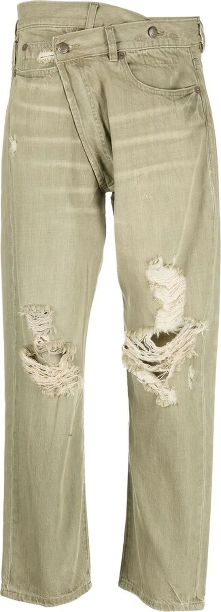 Distressed Crossover Straight-Leg Jeans