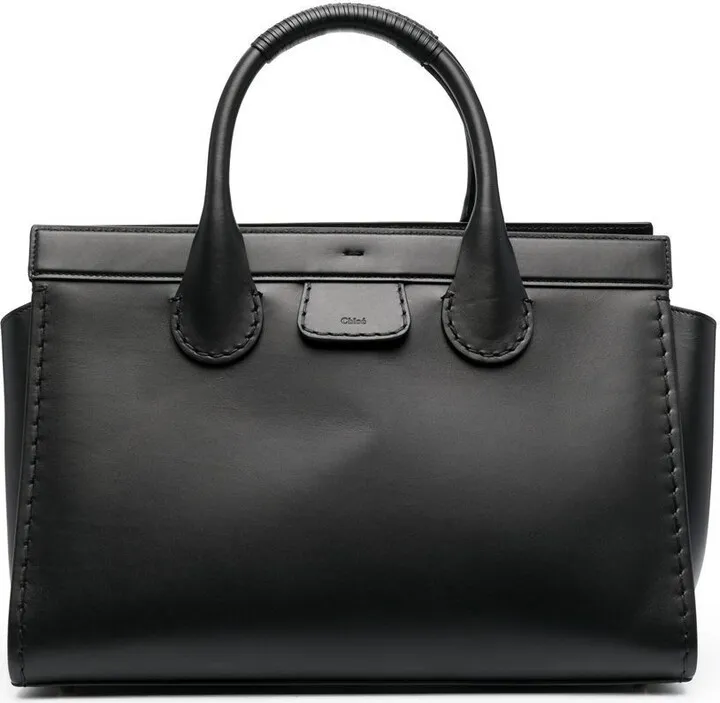 Black Edith Large Leather Tote Bag