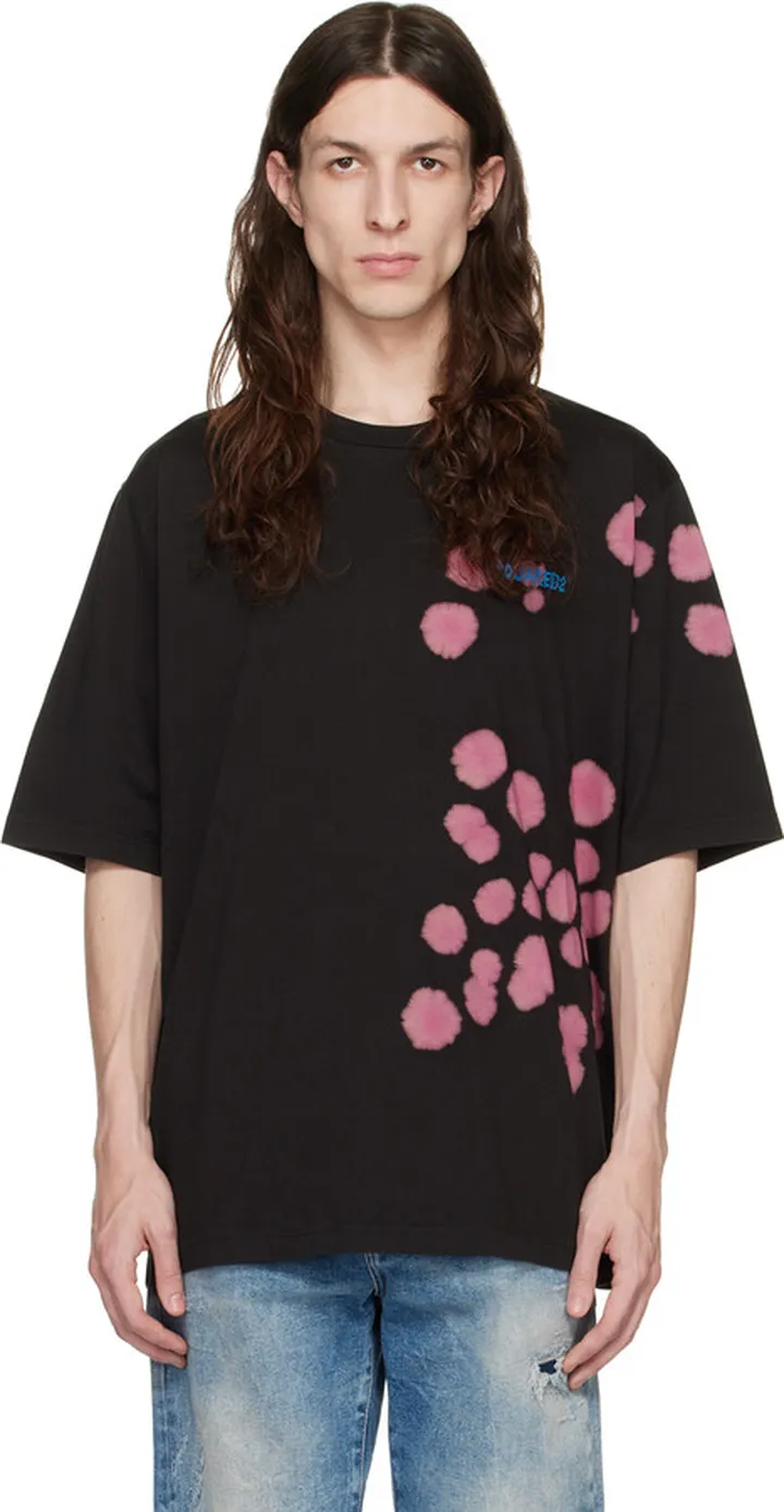 Dsquared2 Black Goth Tie&Dyed Skater T-Shirt