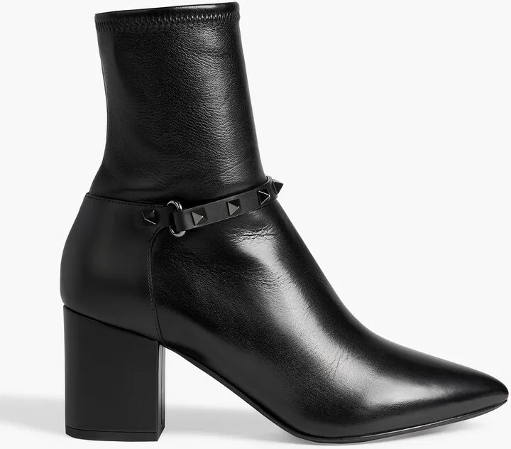 Rockstud leather ankle boots