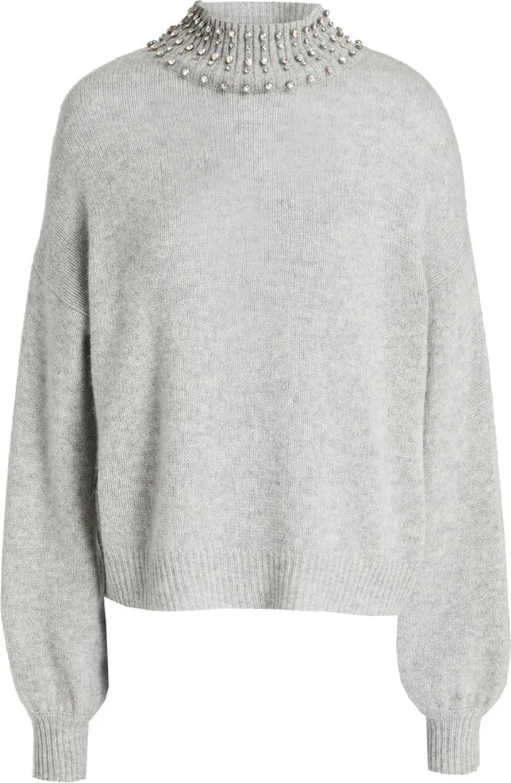 Embellished mélange cashmere sweater