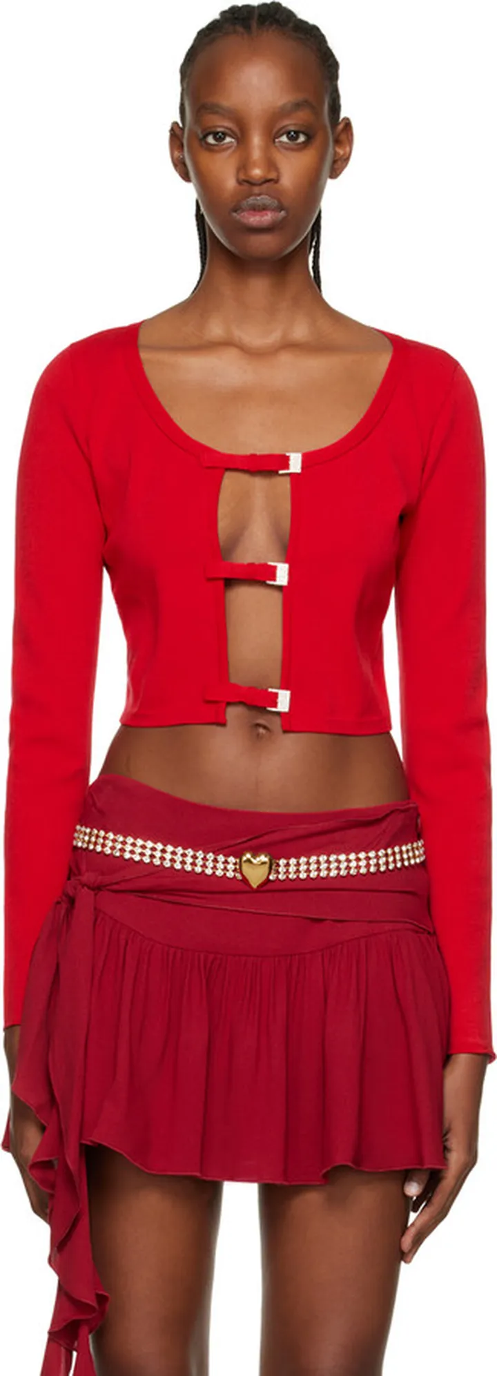 Blumarine Red Crystal Cardigan