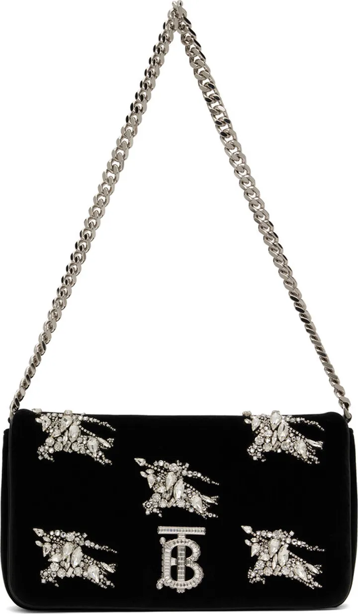 Burberry Black Small Crystal EKD Lola Bag