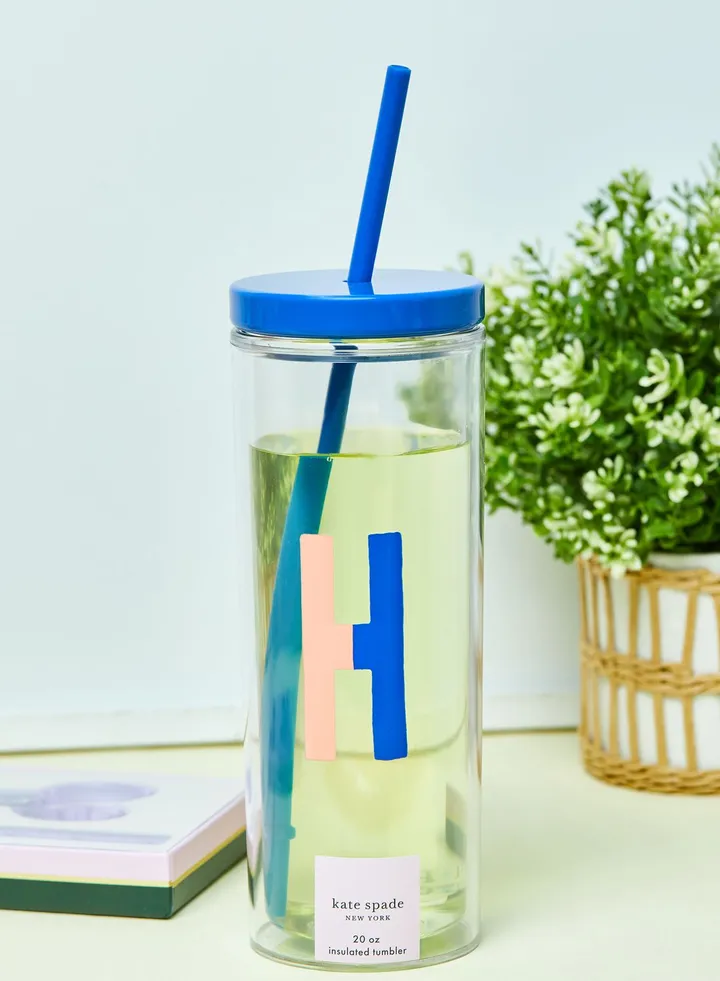 Monogram Tumbler With Straw - H