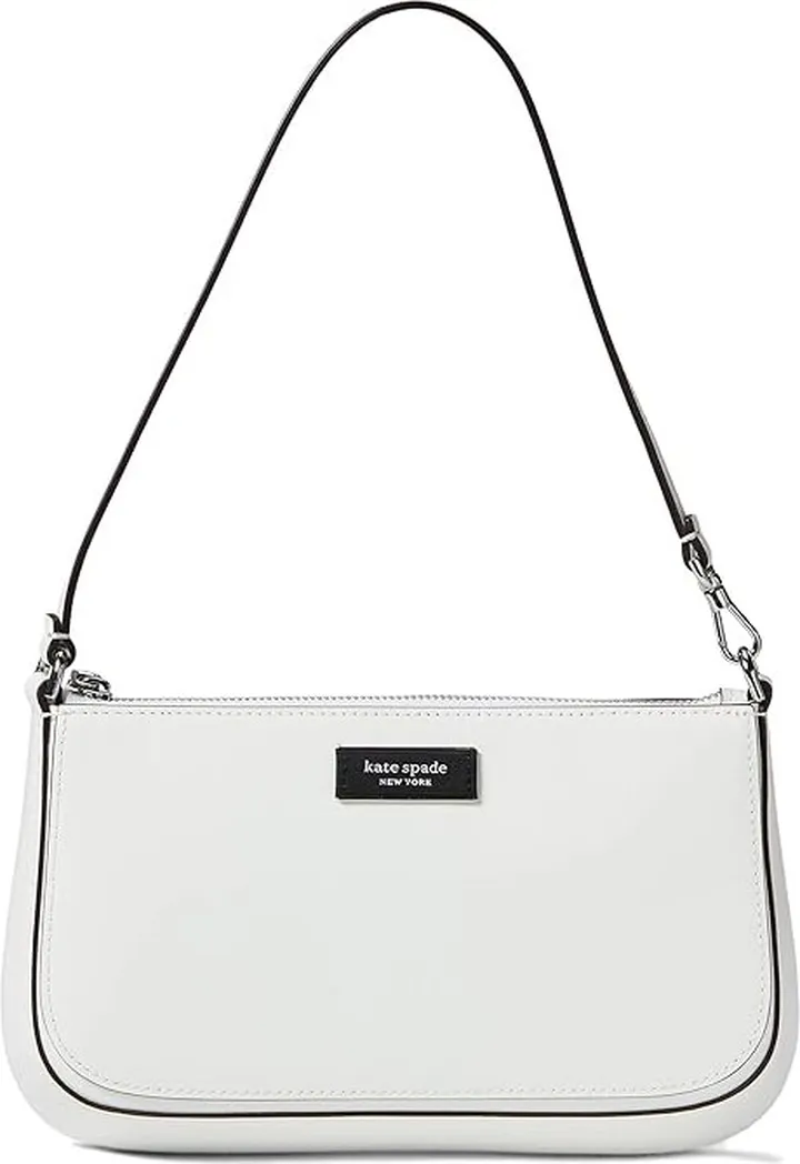 Kate Spade New York Sam Icon Spazzolato Leather Mini Pouchette (True White) Handbags